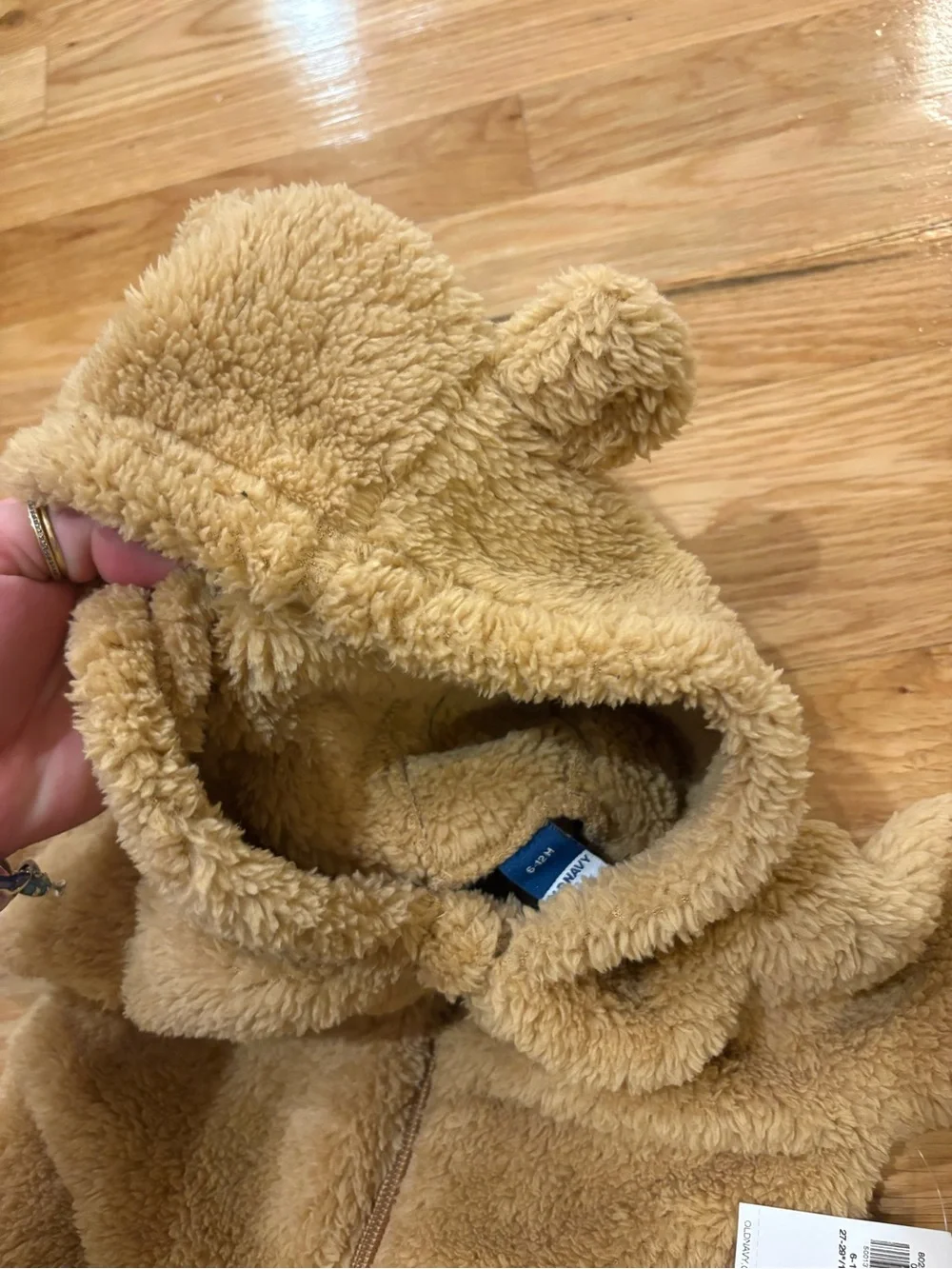 Old Navy Teddy Fleece Hooded One-Piece in Camel